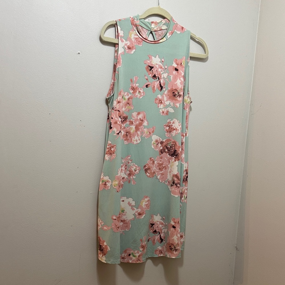 MTS Mint and Pink Floral Midi Dress